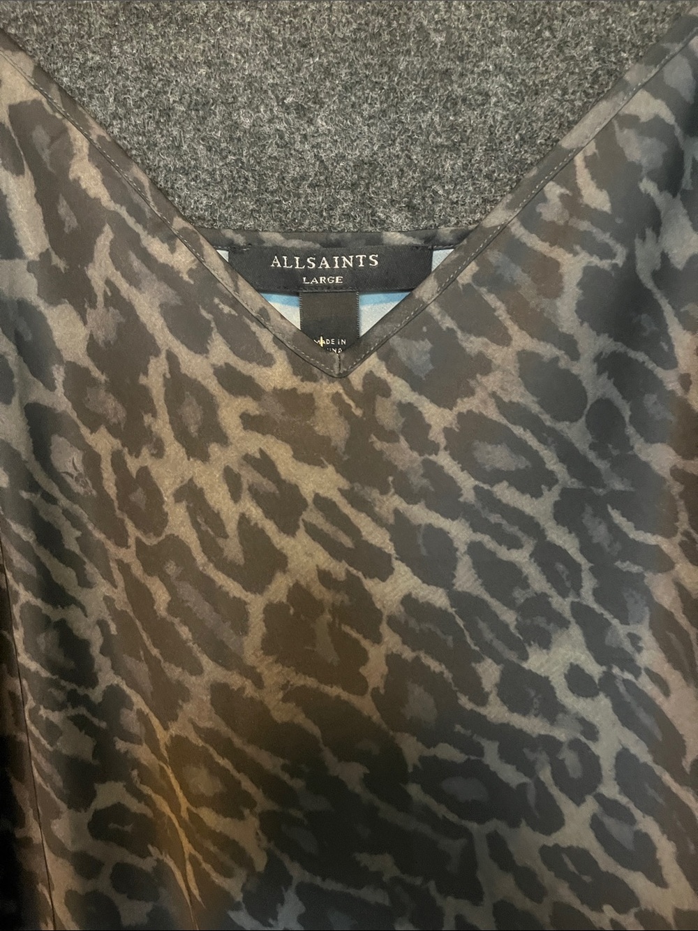 AllSaints Gray Leopard Print Maxi Slip Dress - Picture 4 of 7